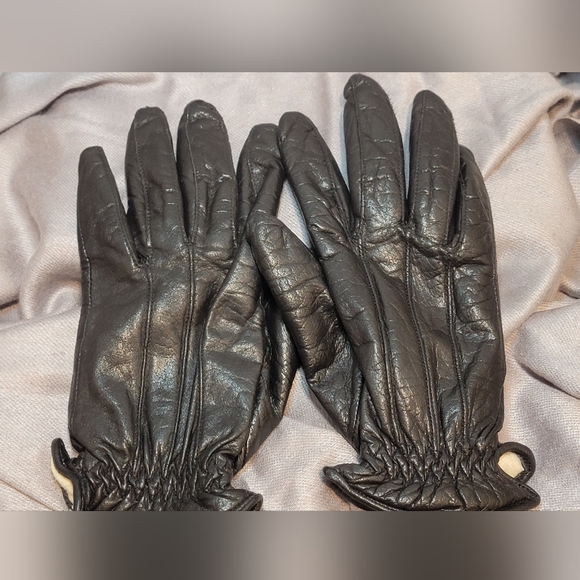 Vintage Eddie Bauer Womens Black Leather Gloves - Picture 3 of 13